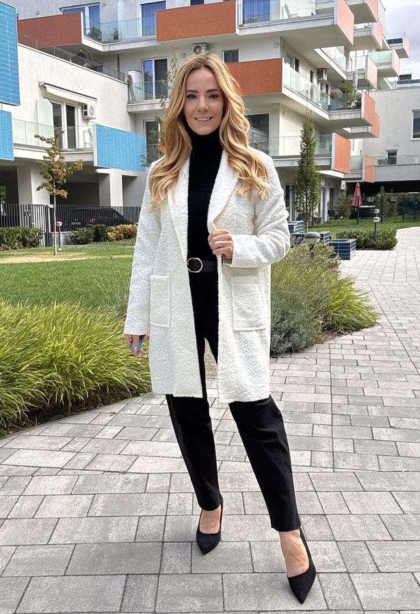 Little Frida szövetkabát ecrü – Női átmeneti kabát – Innova Fashion
